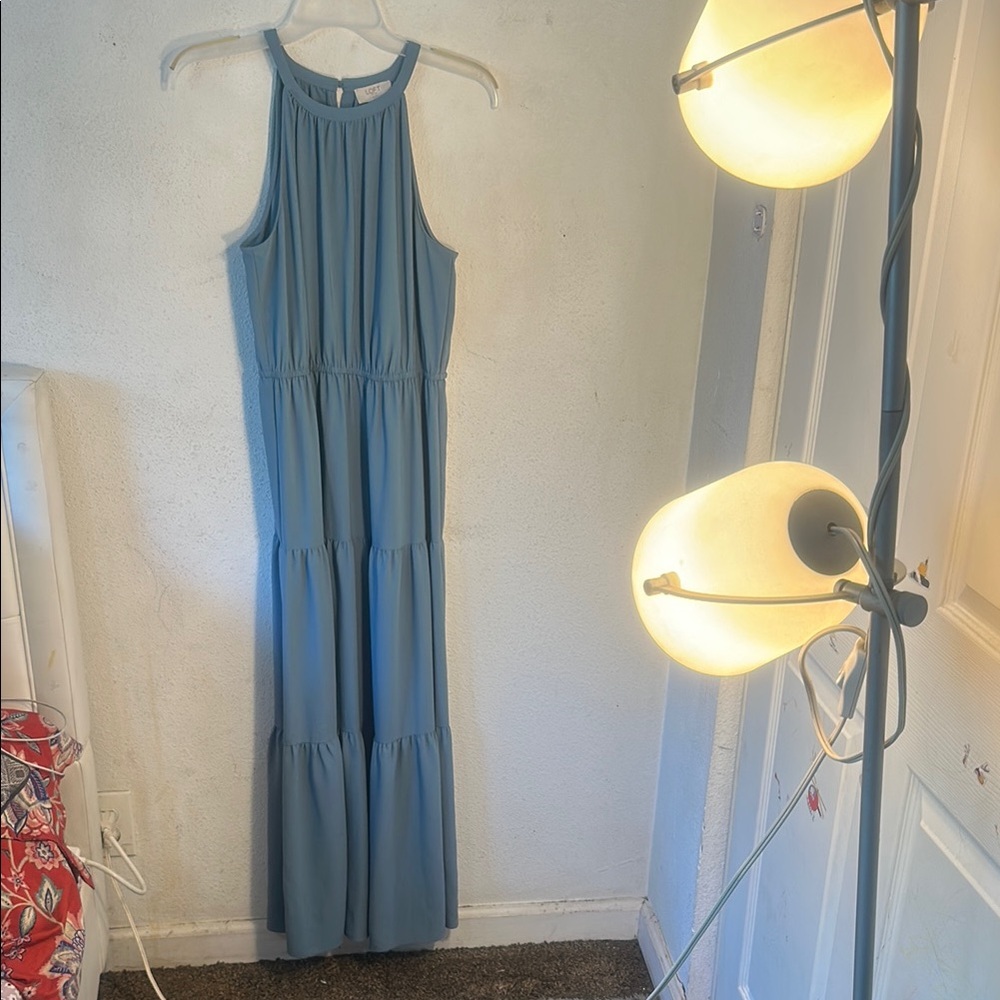 LOFT Blue Halter Sundress Maxi